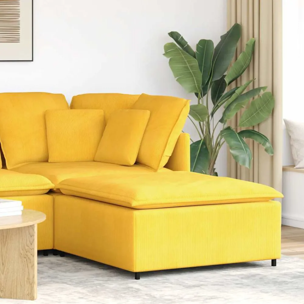 Accessoires Voor Stoelen En Banken*vidaXL Modulaire bank voetenbank module 100x100x48 cm Lichtgeel