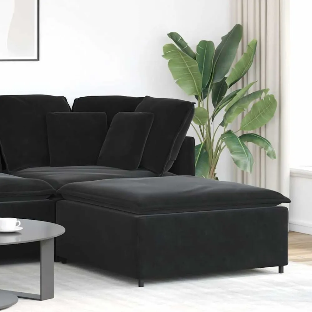 Accessoires Voor Stoelen En Banken*vidaXL Modulaire bank voetenbank module 100x100x48 cm Zwart