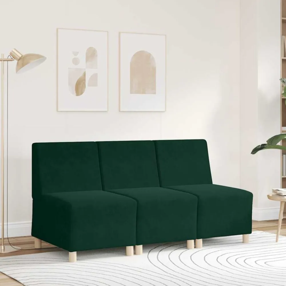 Banken*vidaXL Modulaire bank zonder armleuningen 55 cm fluweel Donkergroen