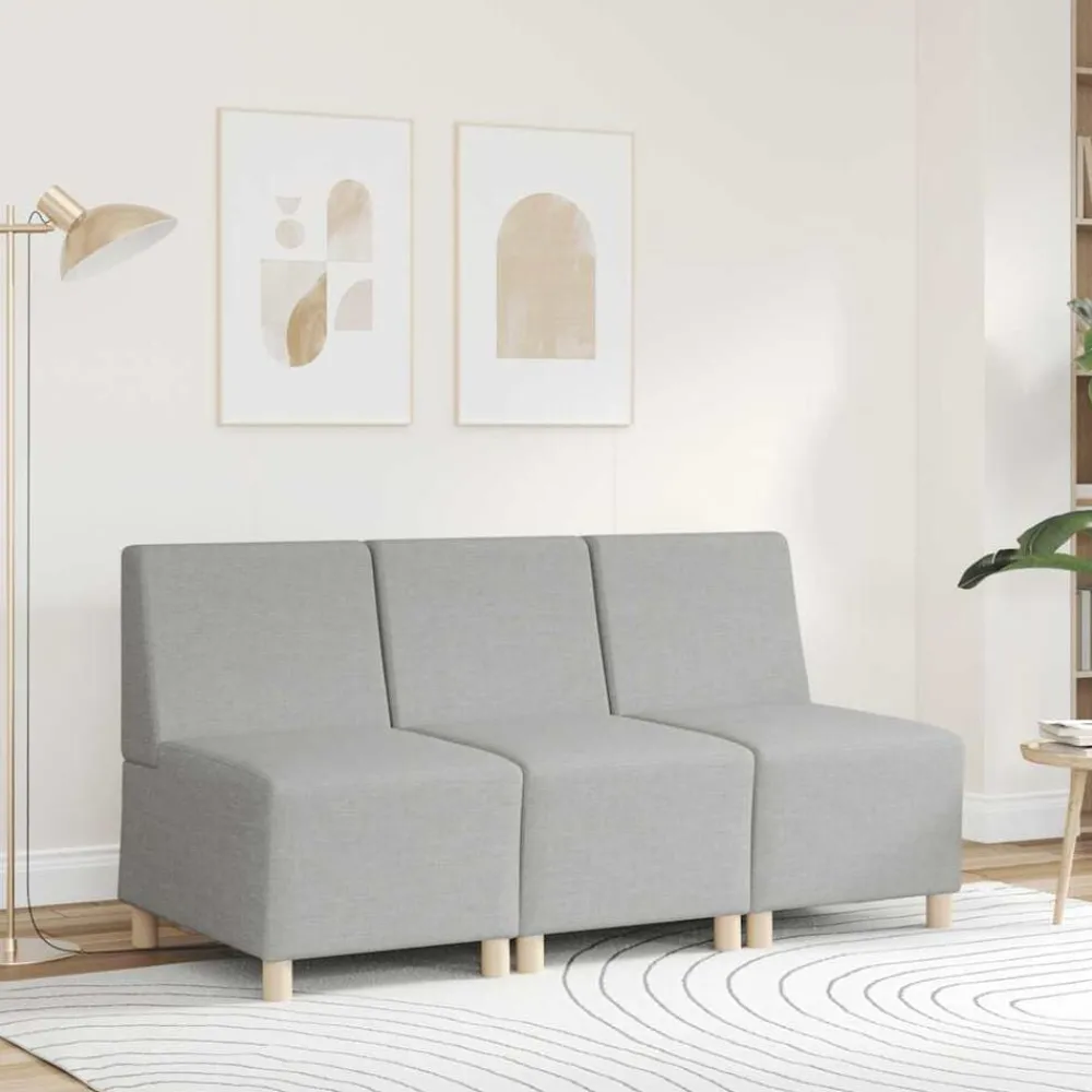 Banken*vidaXL Modulaire bank zonder armleuningen Wolkengrijs 55 cm stof Wolken grijs