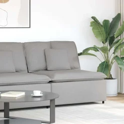Modulaire hoekmodule bank met kussens 100 cm wolk grijs>vidaXL Sale