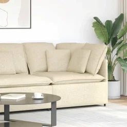 Accessoires Voor Stoelen En Banken*vidaXL Modulaire hoekmodule bank met kussens 100 cm crèmekleurig Cr&egrave;me