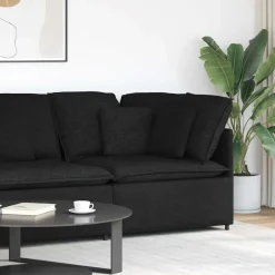 Accessoires Voor Stoelen En Banken*vidaXL Modulaire hoekmodule bank met kussens 100 cm Zwart