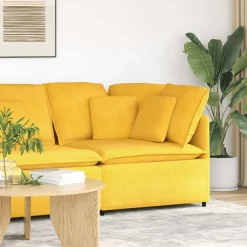 Accessoires Voor Stoelen En Banken*vidaXL Modulaire hoekmodule bank met kussens 100 cm Lichtgeel