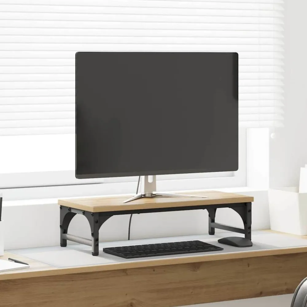 Elektronica*vidaXL Monitor Stand Artisan Eiken 55 x 23 x 14 cm Bewerkt hout artisanaal eikenkleurig