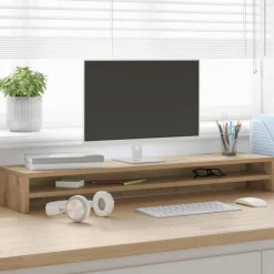 Monitorstandaard Artisan Eikenhout 100x24x13 cm>vidaXL Hot