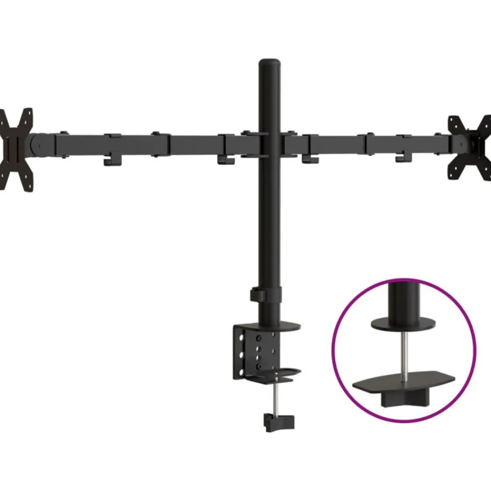 Monitorstandaard dubbel VESA 75/100 mm staal zwart>vidaXL Online