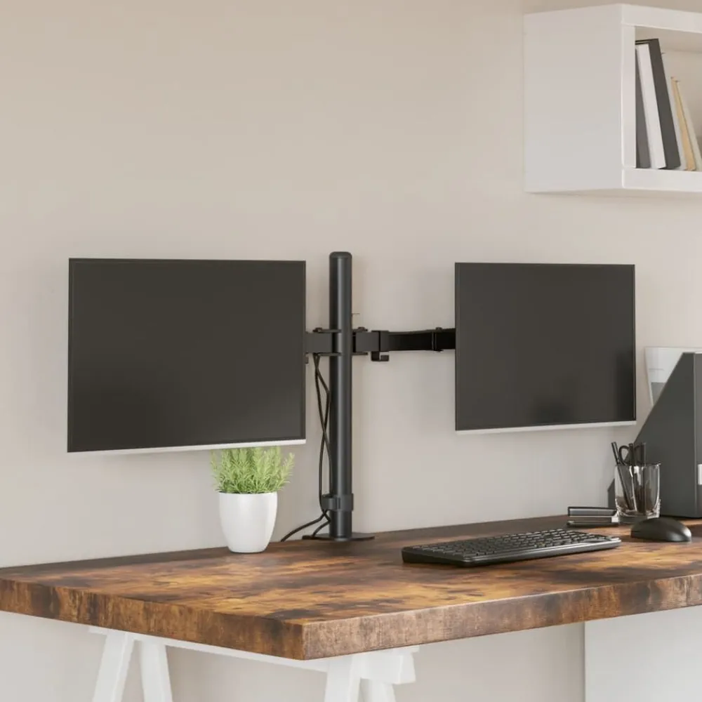 Monitorstandaard dubbel VESA 75/100 mm staal zwart>vidaXL Online