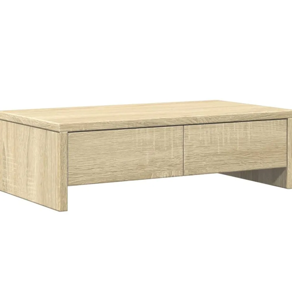 Elektronica*vidaXL Monitorstandaard met lades 50x27x15 cm hout kleur Sonoma eiken
