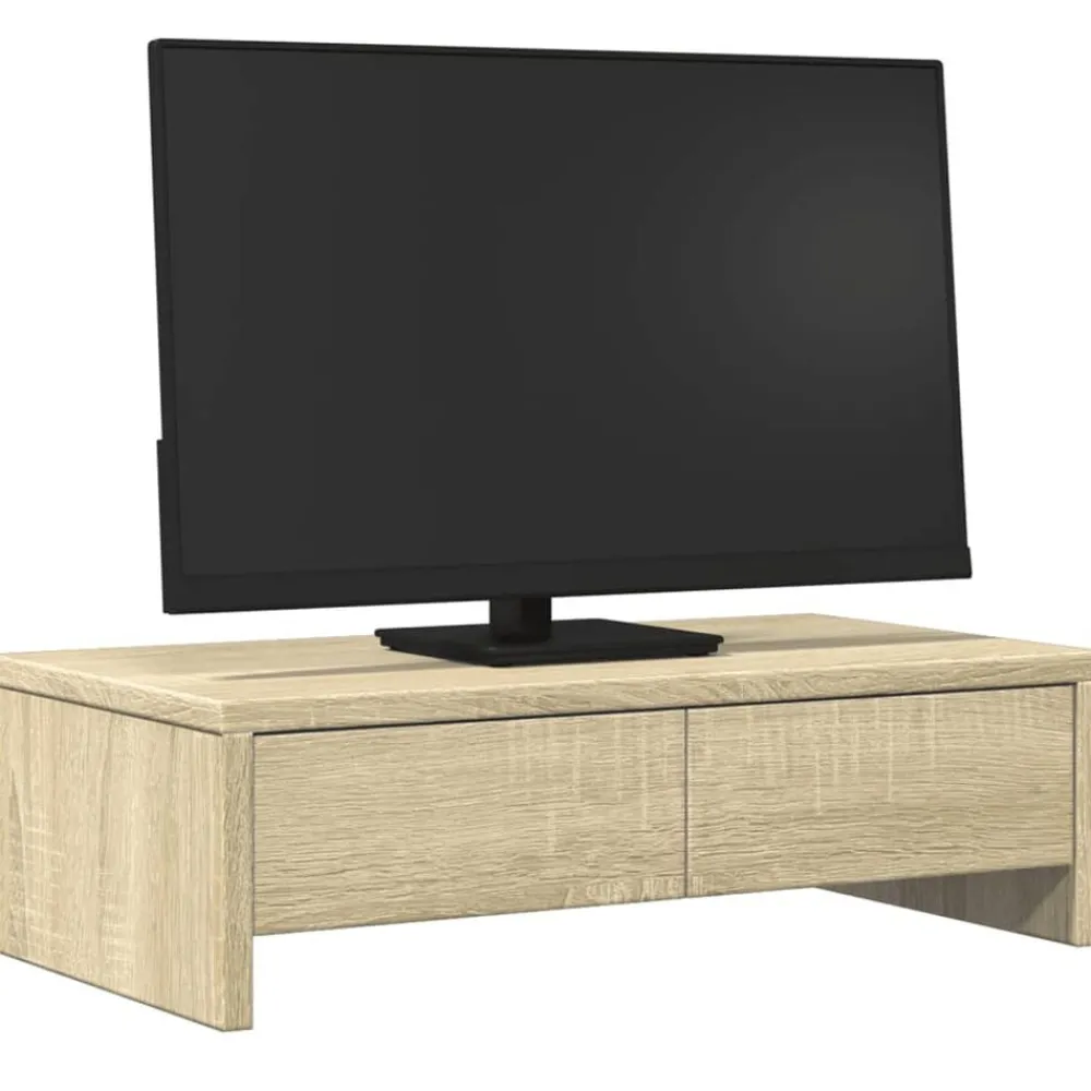 Elektronica*vidaXL Monitorstandaard met lades 50x27x15 cm hout kleur Sonoma eiken