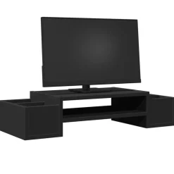 Elektronica*vidaXL Monitorstandaard met opbergruimte 70x27x15 cm hout Zwart