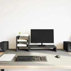 Monitorstandaard met bureau-organizer, hout><noscript><img width=