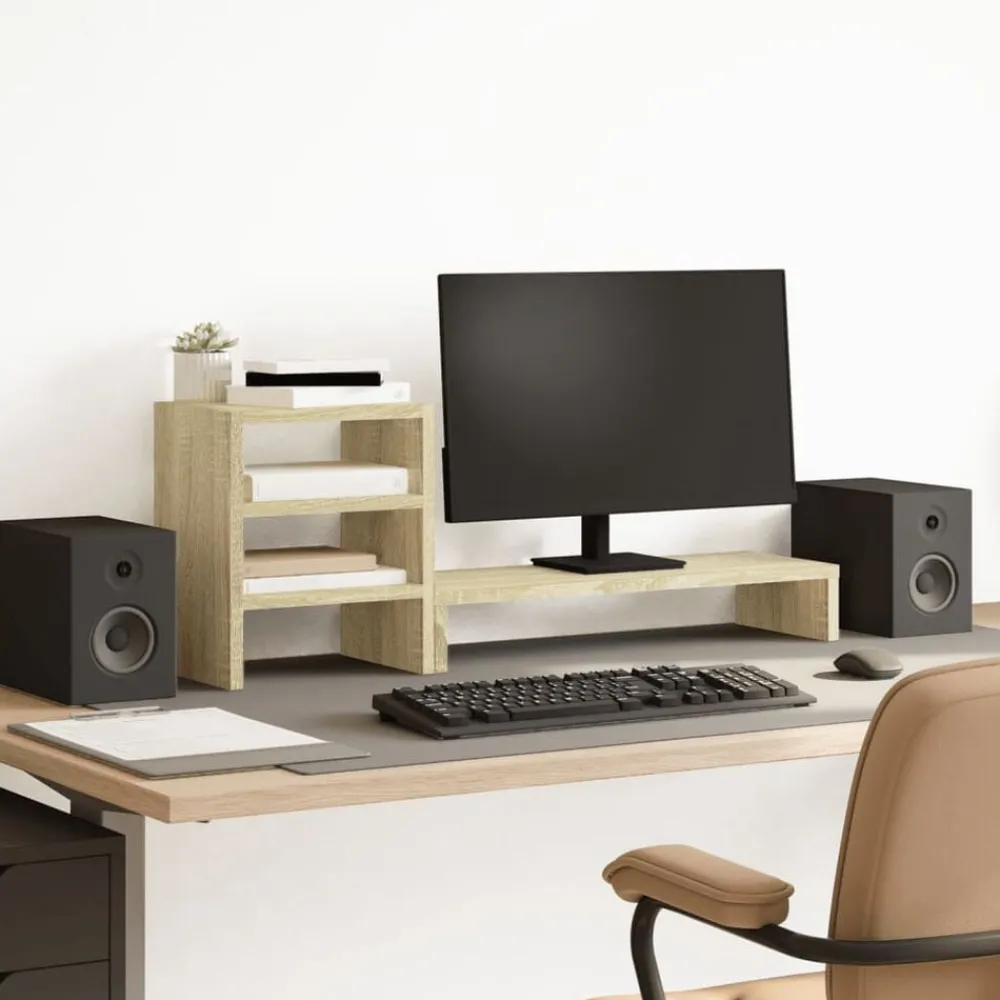 Elektronica*vidaXL Monitorstandaard met bureau-organizer bewerkt hout Sonoma eiken