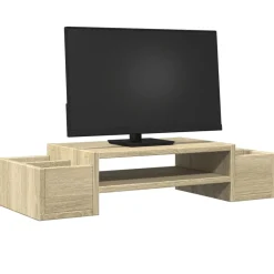 Monitorstandaard met opbergruimte 70x27x15 cm hout><noscript><img width=