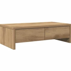 Monitorstandaard met lades 50x27x15 cm hout artisanaal>vidaXL Outlet