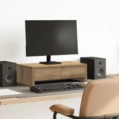Monitorstandaard met lades 50x27x15 cm hout artisanaal>vidaXL Outlet
