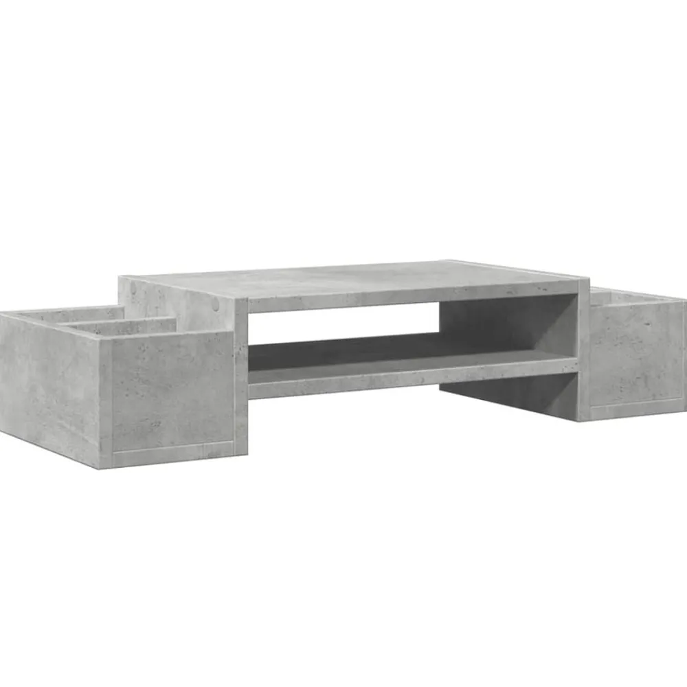 Elektronica*vidaXL Monitorstandaard met opbergruimte 70x27x15 cm hout Betongrijs
