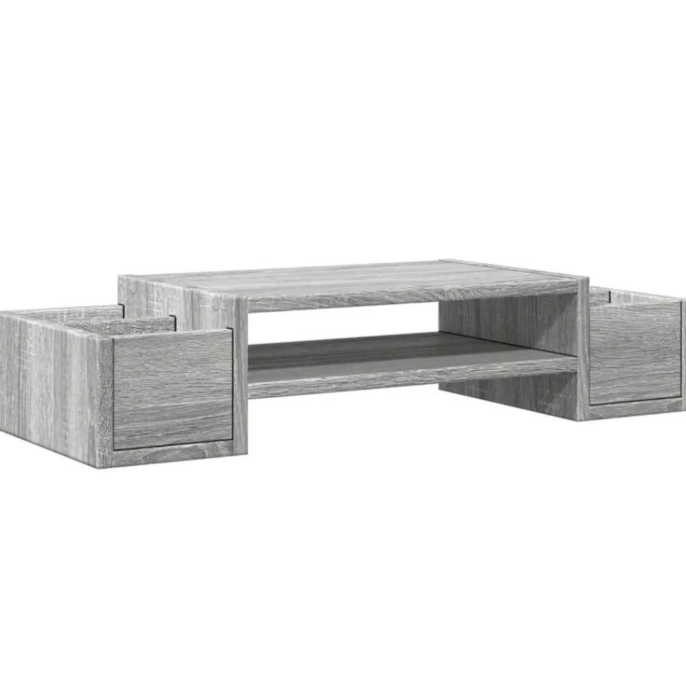 Elektronica*vidaXL Monitorstandaard met opbergruimte 70x27x15 cm hout Grijs sonoma