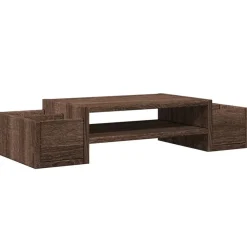 Elektronica*vidaXL Monitorstandaard met opbergruimte 70x27x15 cm hout bruin eiken bruin eikenkleur