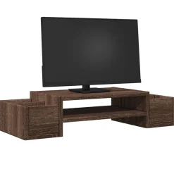 Elektronica*vidaXL Monitorstandaard met opbergruimte 70x27x15 cm hout bruin eiken bruin eikenkleur