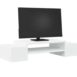 Elektronica*vidaXL Monitorstandaard met opbergruimte 70x27x15 cm bewerkt hout Wit