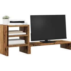 Elektronica*vidaXL Monitorstandaard met bureau-organizer hout kleurig Oud hout