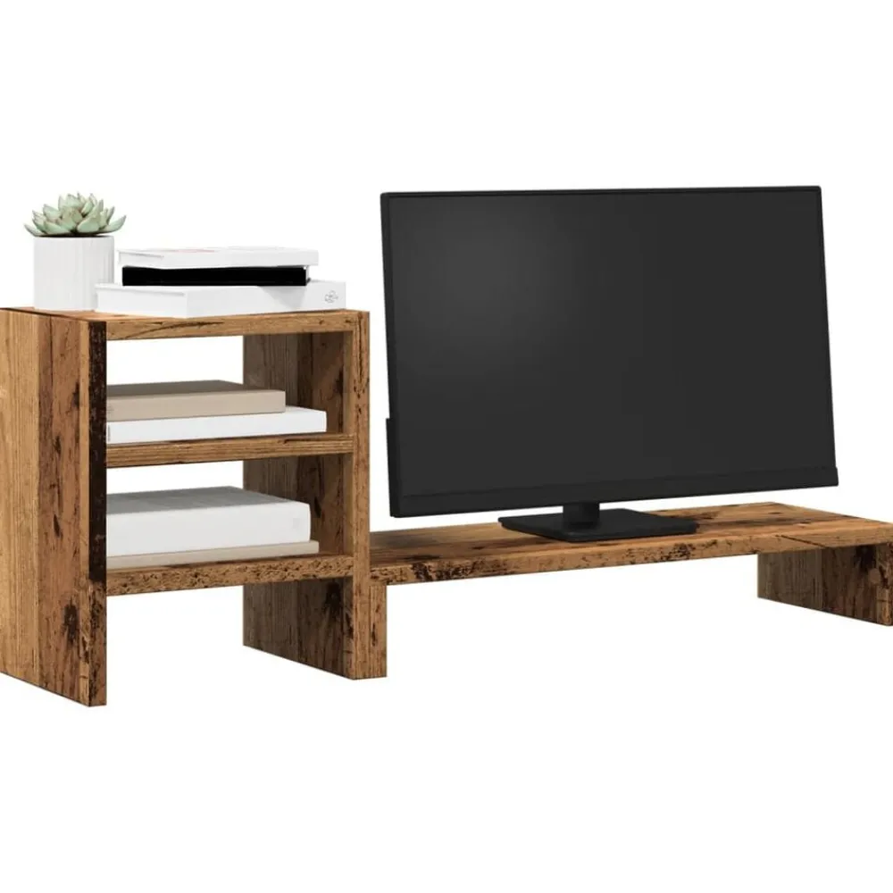 Elektronica*vidaXL Monitorstandaard met bureau-organizer hout kleurig Oud hout