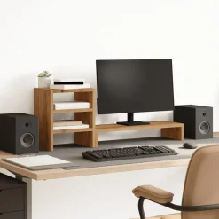 Monitorstandaard met bureau-organizer hout artisanaal eiken>vidaXL Hot