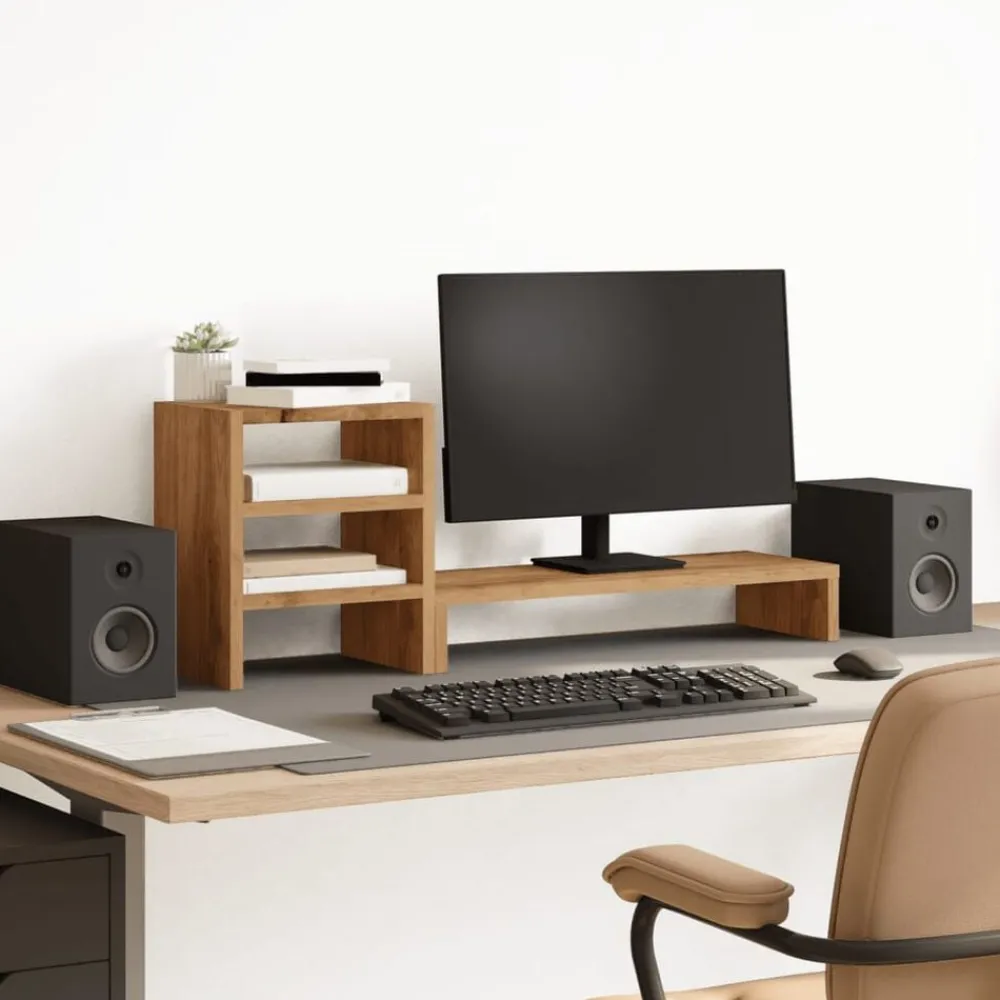 Monitorstandaard met bureau-organizer hout artisanaal eiken>vidaXL Hot