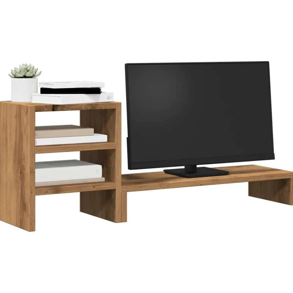 Monitorstandaard met bureau-organizer hout artisanaal eiken>vidaXL Hot