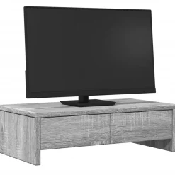 Elektronica*vidaXL Monitorstandaard met lades 50x27x15 cm hout eiken Grijs sonoma