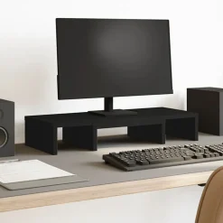 Elektronica*vidaXL Monitorstandaard verstelbaar 60x24x10,5 cm bewerkt hout Zwart