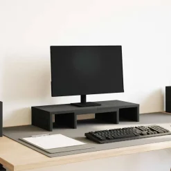 Elektronica*vidaXL Monitorstandaard verstelbaar 60x24x10,5 cm bewerkt hout Zwart eiken
