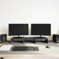 Elektronica*vidaXL Monitorstandaard verstelbaar 60x24x10,5 cm bewerkt hout Zwart eiken