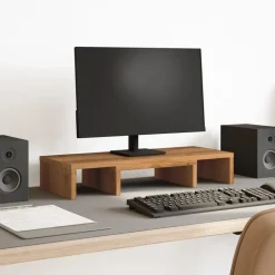 Elektronica*vidaXL Monitorstandaard verstelbaar 60x24x10,5cm hout artisanaal Eiken