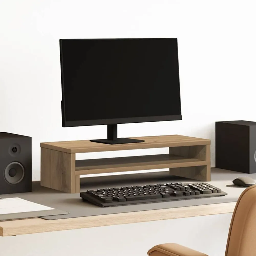 Monitorstandaard 54x22x15 cm bewerkt hout artisanaal eikenkleur>vidaXL Outlet