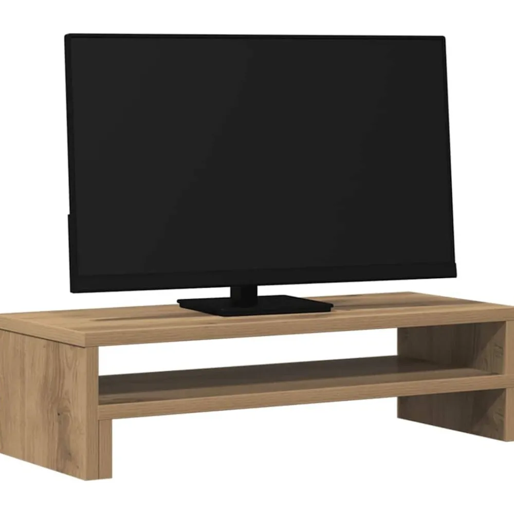 Monitorstandaard 54x22x15 cm bewerkt hout artisanaal eikenkleur>vidaXL Outlet