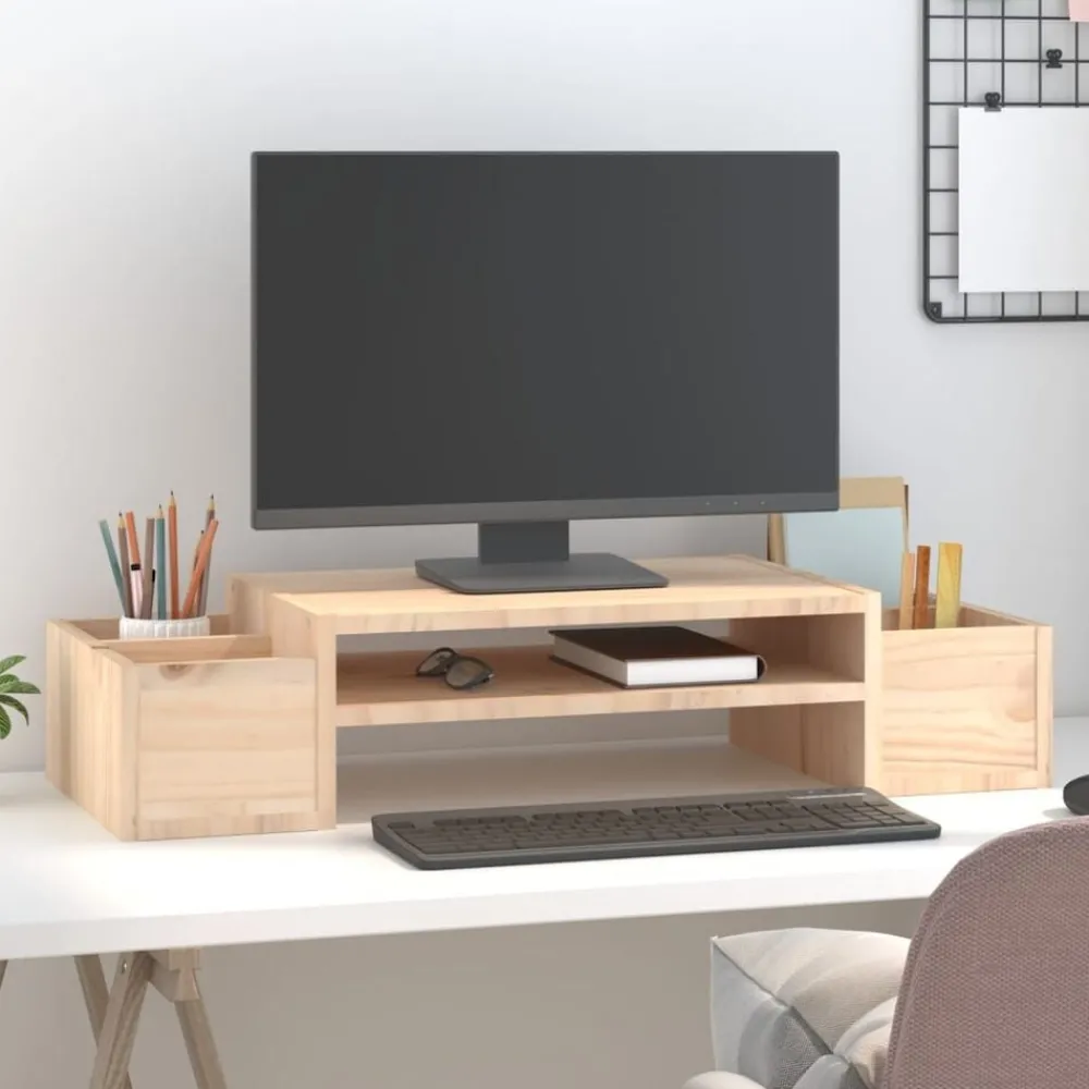 Monitorstandaard 70x27,5x15 cm massief grenenhout>vidaXL Online