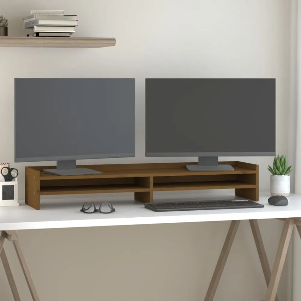 Monitorstandaard 100x24x16 cm massief grenenhout>vidaXL Hot