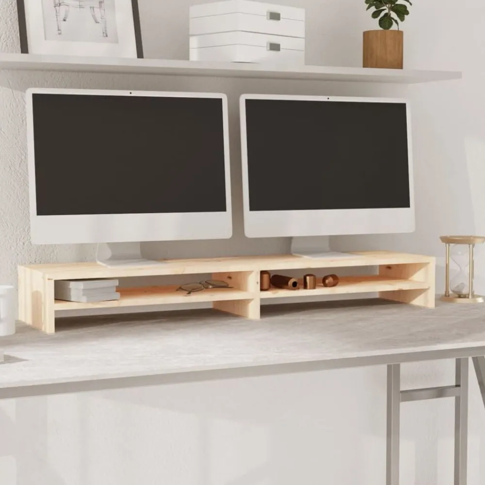 Tv-Meubels*vidaXL Monitorstandaard 100x24x13 cm massief grenenhout Naturel