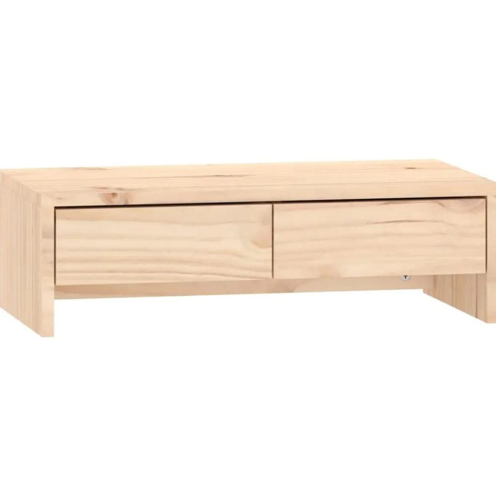 Elektronica*vidaXL Monitorstandaard 50x27x15 cm massief grenenhout Naturel