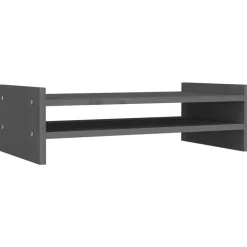 Elektronica*vidaXL Monitorstandaard 50x27x15 cm massief grenenhout Grijs