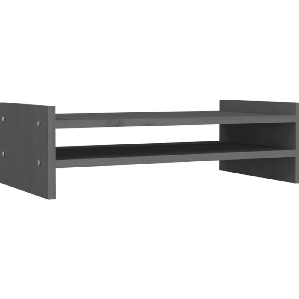 Elektronica*vidaXL Monitorstandaard 50x27x15 cm massief grenenhout Grijs