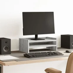 Monitorstandaard 42x24x16 cm bewerkt hout eiken>vidaXL Outlet