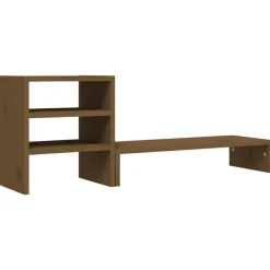 Elektronica*vidaXL Monitorstandaard 81x20x30 cm massief grenenhout Honingbruin