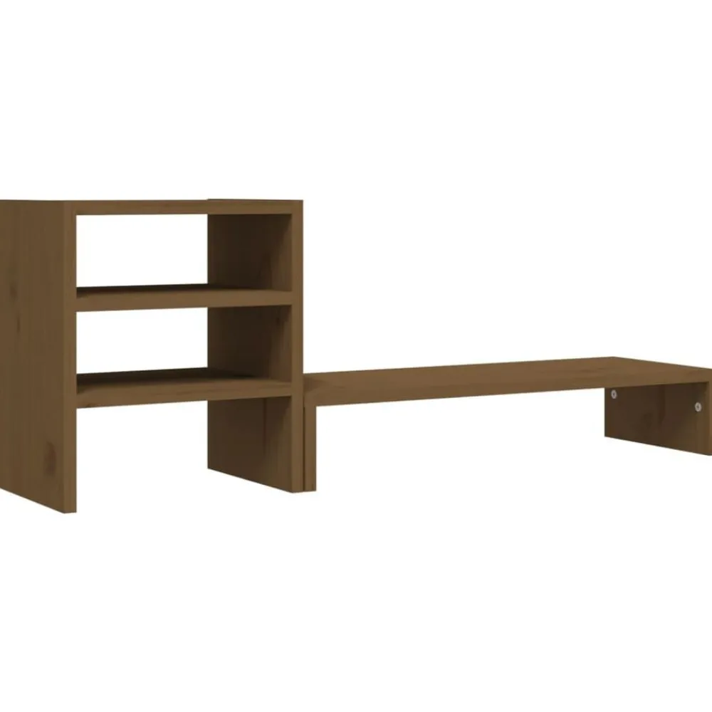 Elektronica*vidaXL Monitorstandaard 81x20x30 cm massief grenenhout Honingbruin