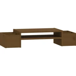 Elektronica*vidaXL Monitorstandaard 70x27,5x15 cm massief grenenhout Honingbruin