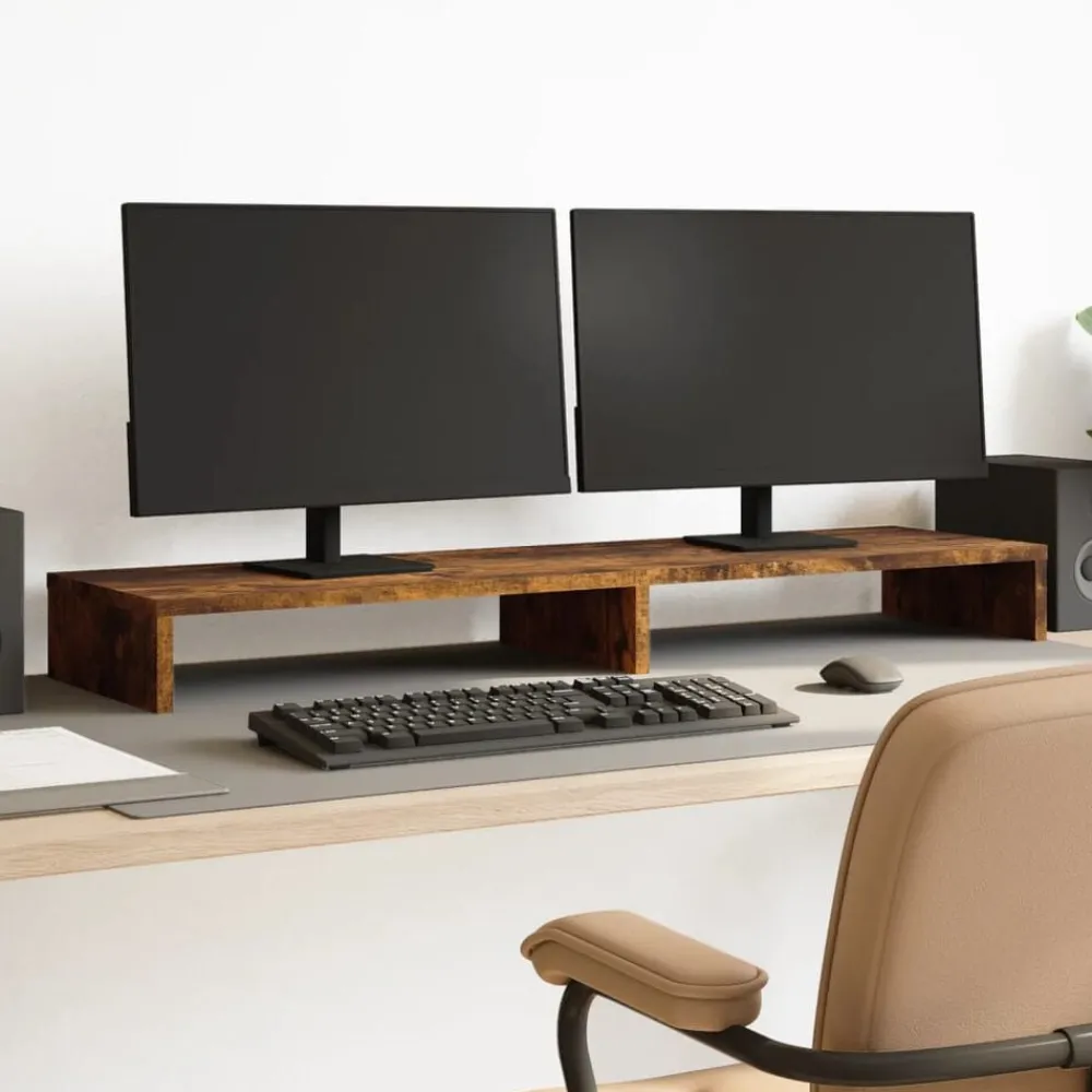 Monitorstandaard 100x27x10 cm bewerkt hout kleurig>vidaXL Online