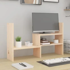 Elektronica*vidaXL Monitorstandaard (39-72)x17x43 cm massief grenenhout Naturel