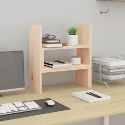 Elektronica*vidaXL Monitorstandaard (39-72)x17x43 cm massief grenenhout Naturel